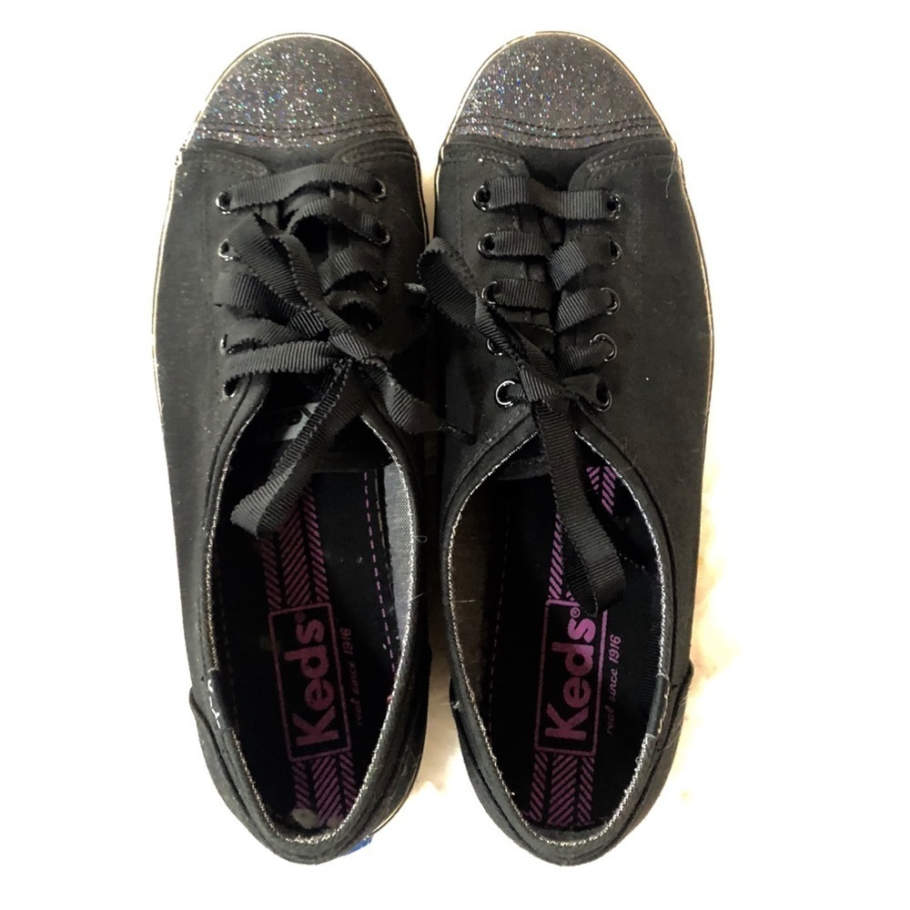 Keds Black Glitter Canvas Shoes‎ Sz 6.5